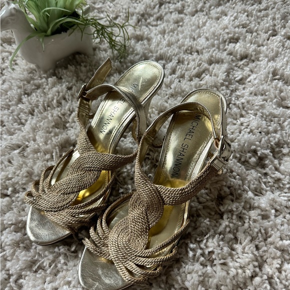 Michael Shannon women’s fancy evening gold open toe going out high heel … - Picture 3 of 4